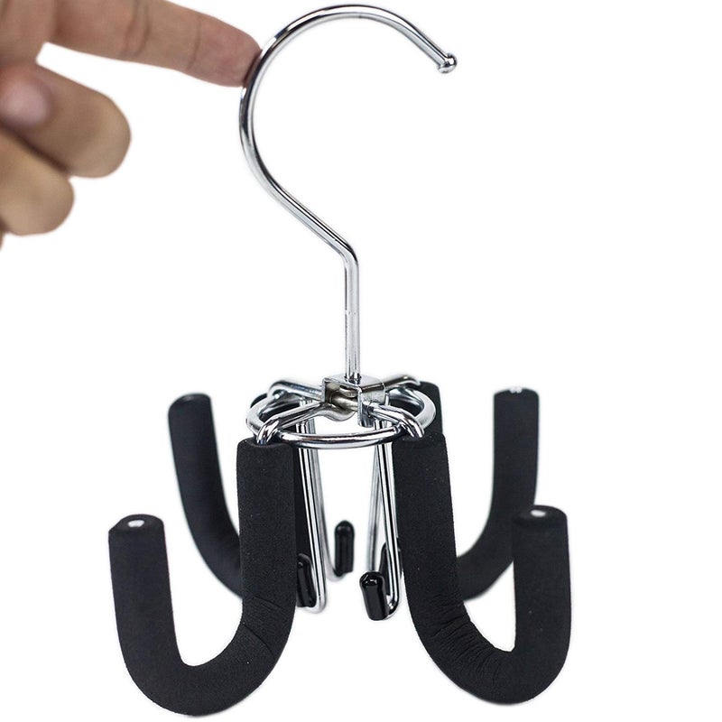 Huji 4 Hooks Swivel Belt Hanger Tie Scarves Necklace Purse Rack Clothes Organizer Closet Storage (1, Black Swivel Belt Hanger) - Image 3